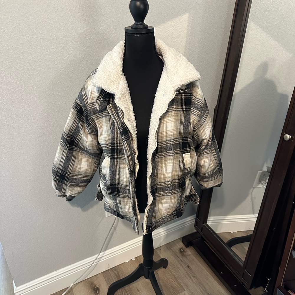 Plaid Sherpa-Lined Jacket